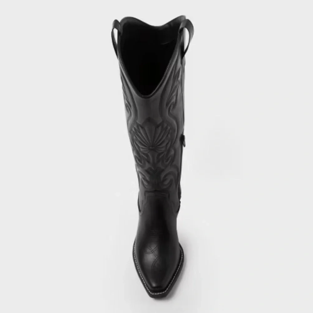 Wild Fable Women’s Kenzie Tall Western Boots with Memory Foam Insole Jet Black 7